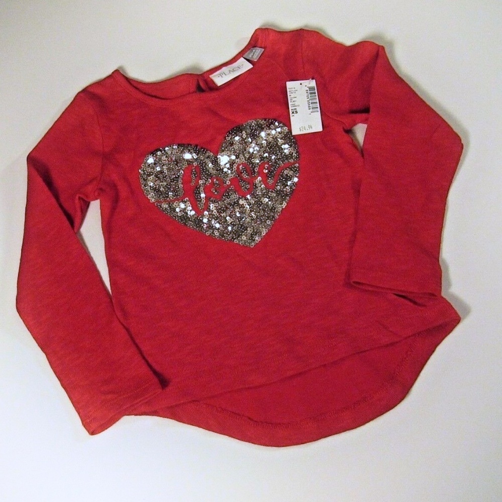 Children's Place Girls Red Long Sleeve SequinTop